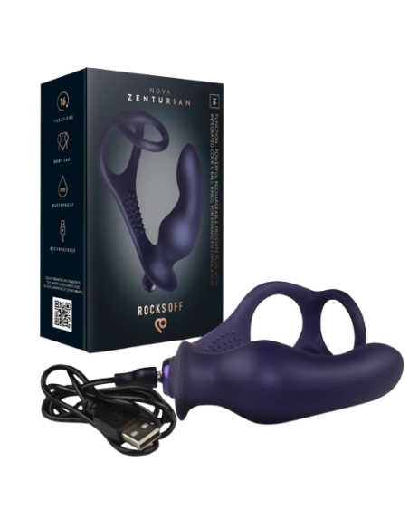 Rocks-off - nova zenturian plug prostático vibrador con anillos 16 modos azul oscuro