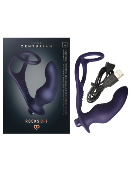 Rocks-off - nova zenturian plug prostático vibrador con anillos 16 modos azul oscuro