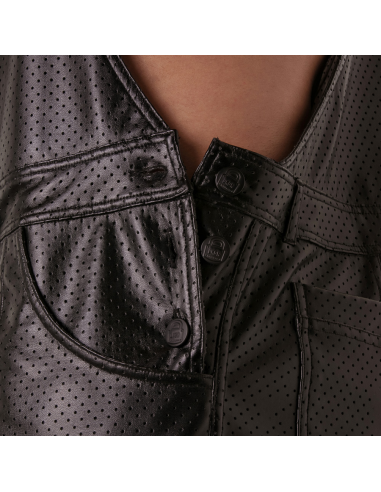 Locker gear - punch hole leatherette peto corto negro s