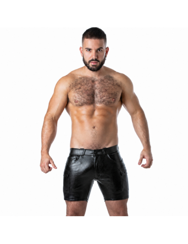Locker gear - punch hole leatherette pantalón corto cargo negro s