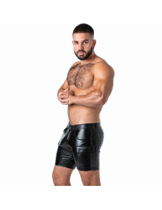 Locker gear - punch hole leatherette pantalón corto cargo negro s 2