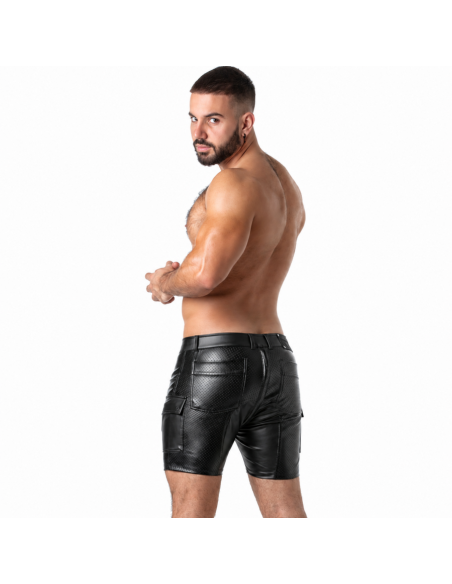 Locker gear - punch hole leatherette pantalón corto cargo negro s