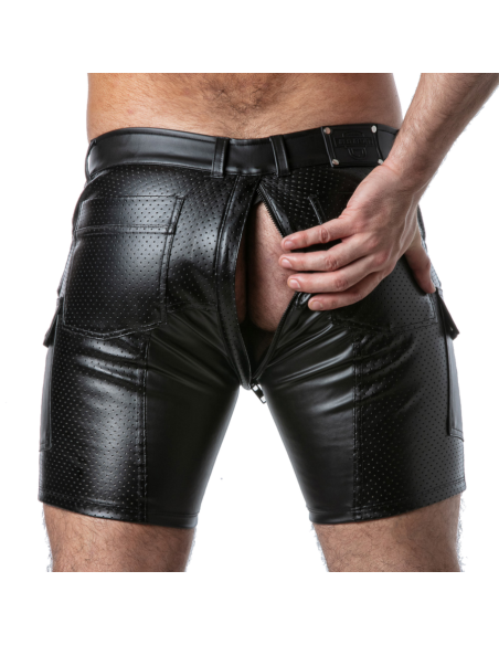 Locker gear - punch hole leatherette pantalón corto cargo negro s