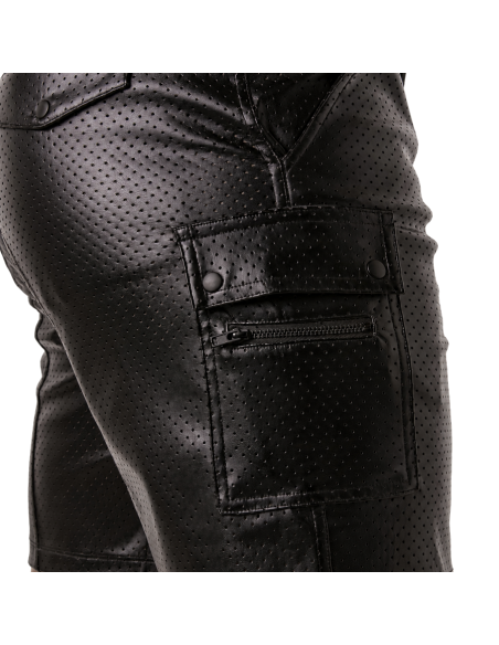 Locker gear - punch hole leatherette corte holgado pantalón corto cargo negro s