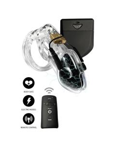 Hidden desire - extreme penis gear jaula de castidad con electroestimulación y control remoto transparente