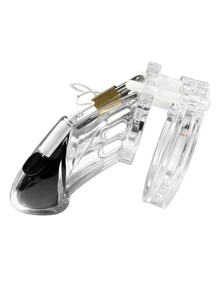 Hidden desire - extreme penis gear jaula de castidad con electroestimulación y control remoto transparente