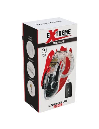 Hidden desire - extreme penis gear jaula de castidad con electroestimulación y control remoto transparente