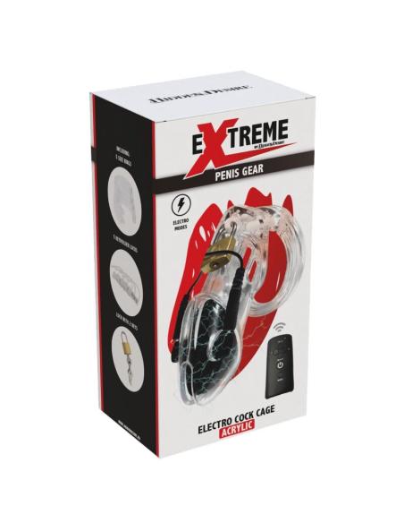 Hidden desire - extreme penis gear jaula de castidad con electroestimulación y control remoto transparente